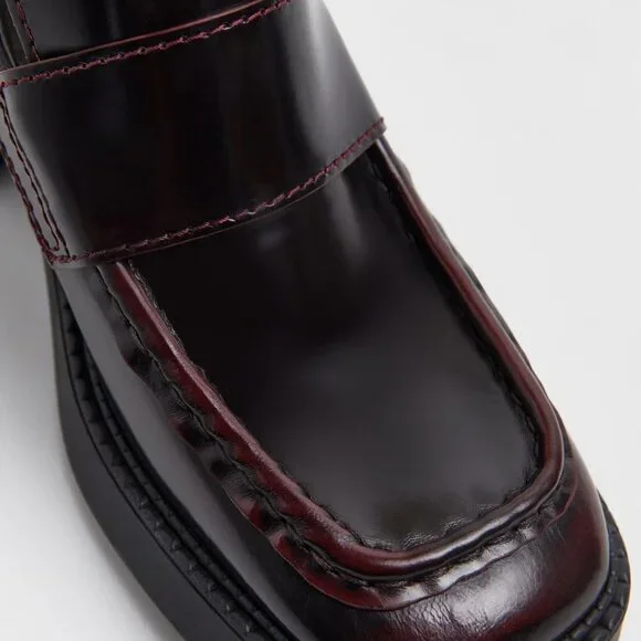 NIB! SOLD OUT COLOR! MIISTA KARINA BURGUNDY BRUSH OFF LEATHER LOAFERS sz38 - Picture 15 of 15